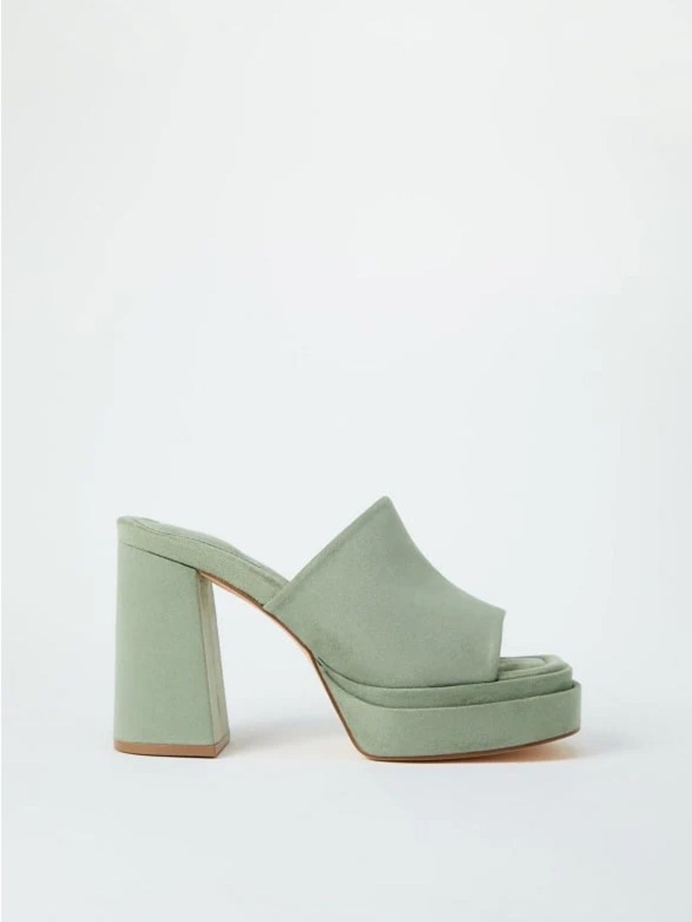 JustFab Sage Green Suede Platform Mules